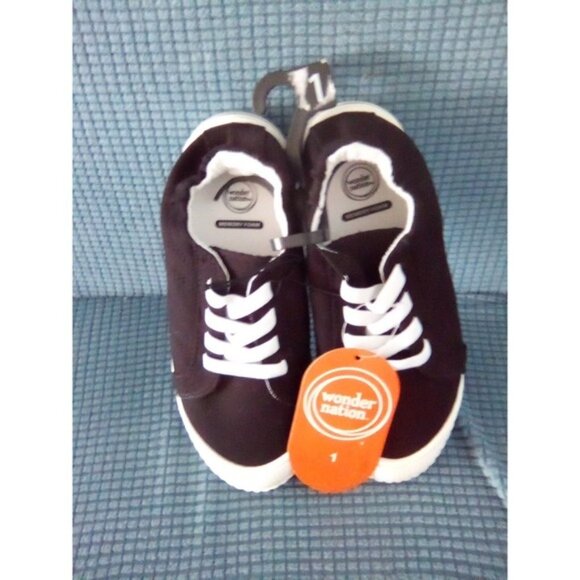 New Wonder Nation  Girls Casual Canvas Bump Toe Sneaker Size (1) Color (Black) - Picture 1 of 5
